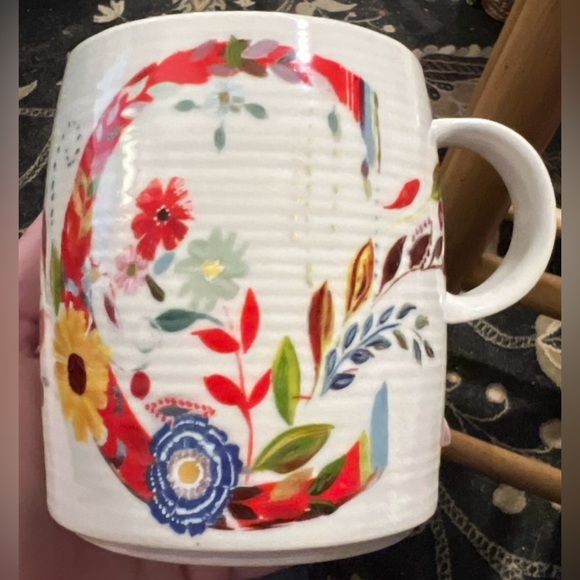 Anthropologie Starla M. Halfmann Monogram Letter Initial “C” Coffee Tea Cup Mug - Picture 2 of 14